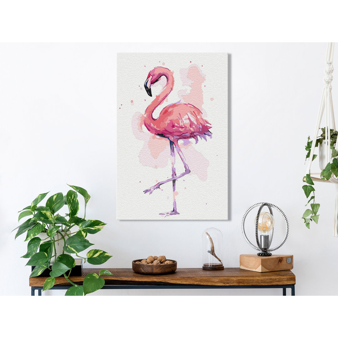 Leinwandbild Friendly Flamingo - Malen nach Zahlen