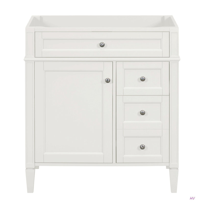 Meuble-lavabo de salle de bain de 30 po sans lavabo supérieur, armoire de rangement moderne avec 2 tiroirs et un tiroir rabattable (BASSIN INCLUS)