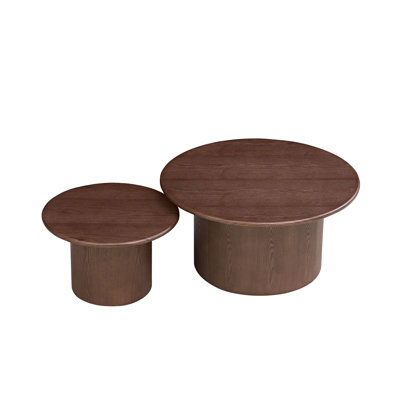 Ensemble de 2 tables basses gigognes en noyer