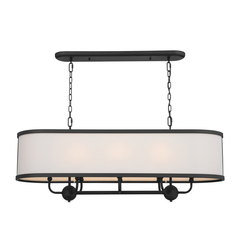 8 - Light Dimmable Linear Chandelier, Textured Black