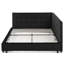 Lit double en velours pour lit double - confortable et idéal pour le décor de la chambre à coucher, revêtement noir, matériau approprié