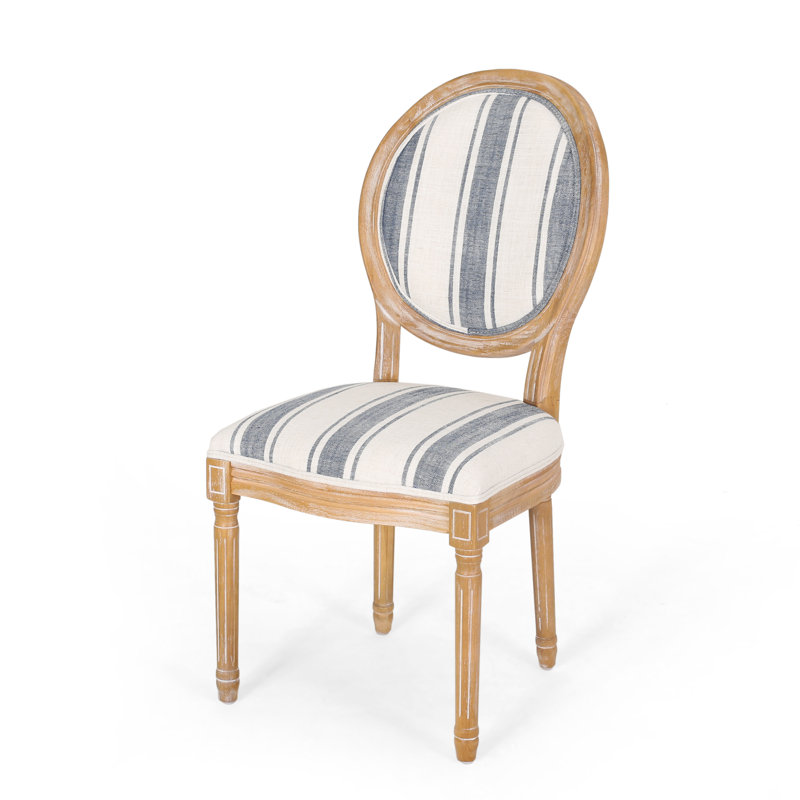Chaise d'appoint rembourrée à dossier Roi Louis Jair, Rayé bleu foncé