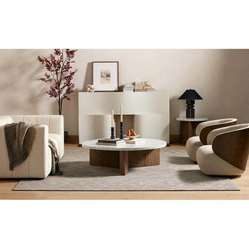 toli End Table - Italian White Marble, White Marble/Smoked Black