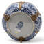 Porcelain Scallop Bowl With Bronze Blue White Floral