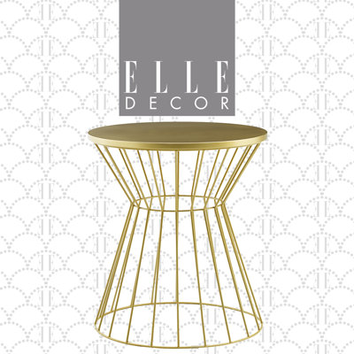 Elle Decor Lulu Modern Hourglass Metal End Table, Decorative Round Accent Coffee Table or Nightstand