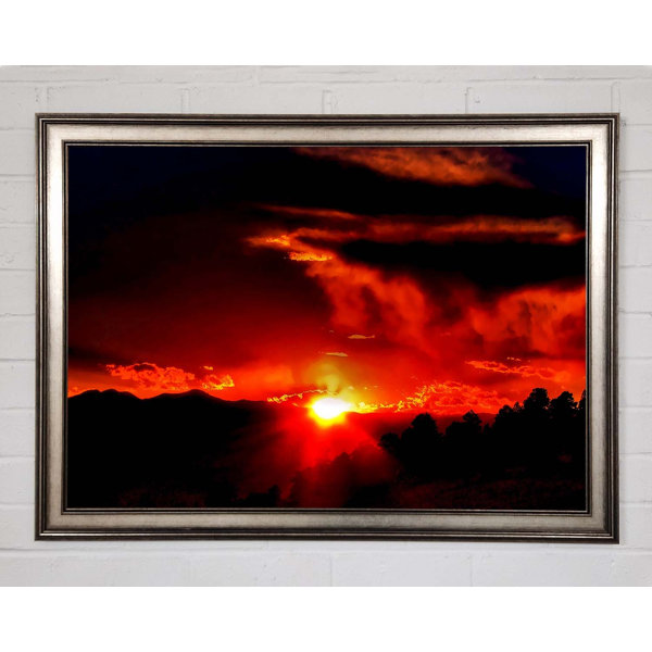 Ebern Designs Vibrant Red Sun Clouds - Single Picture Frame Art Prints ...