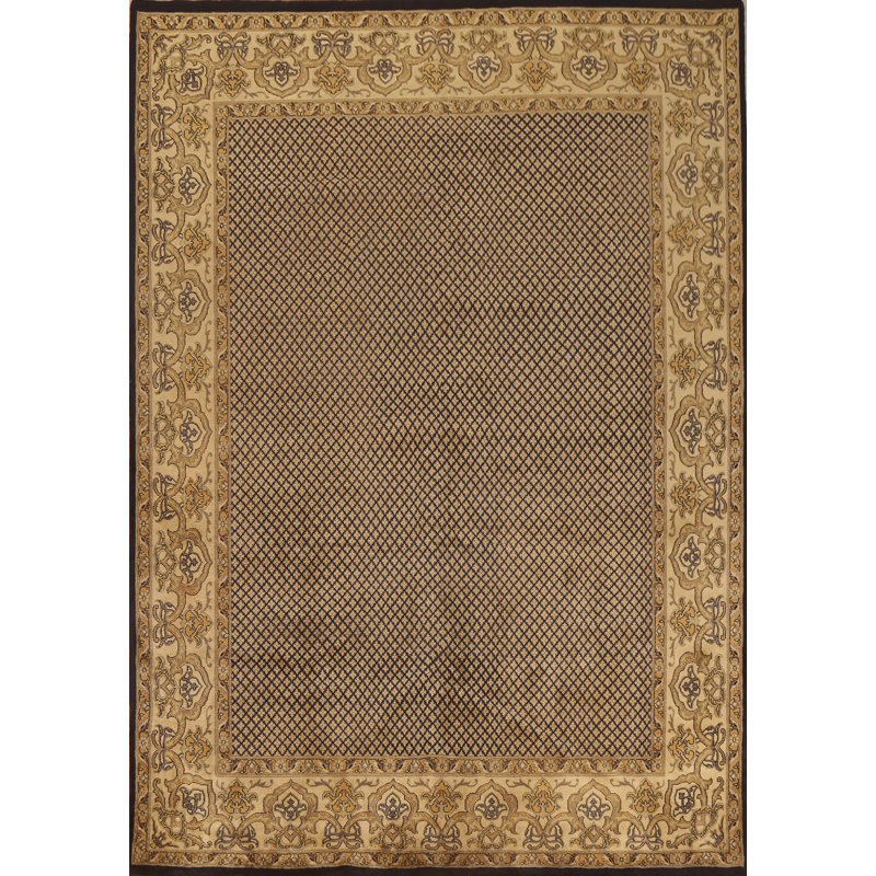 Tapis oriental Agra noir et doré 9 x 12