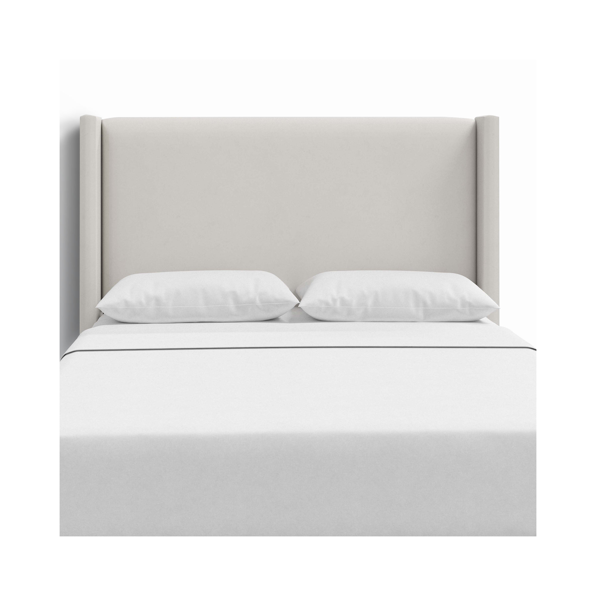 Hanson Upholstered Headboard, Bella Light Gray Performance Velvet, Queen