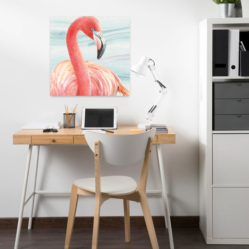 Oiseau flamant rose gracieux II, H 18 po x l 18 po