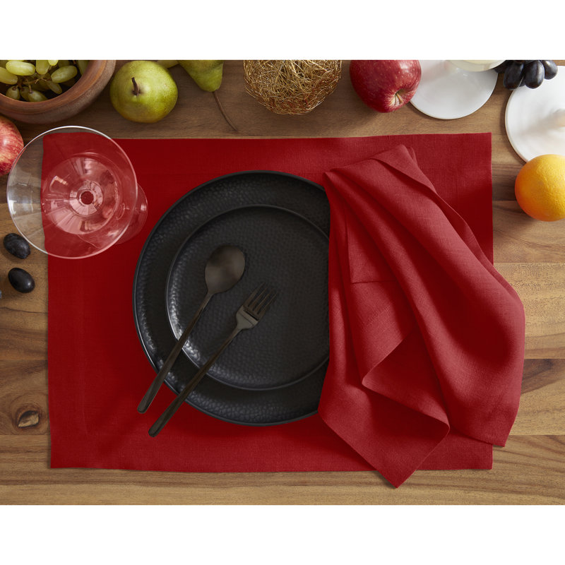 Sonoma - 100% Pure Linen Dinner Napkins (Prewashed), Red