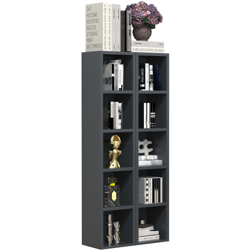 Atakhan 187 cm H x 20 cm W Standard Bookcase, Anthracite