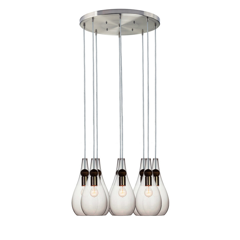 Earth 8 - Light Chandelier, 24" H x 18" W x 18" D, Brushed Nickel