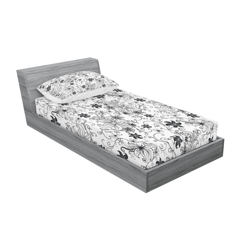 Ensemble de draps à motif floral, Ensemble de draps pour lit simple TG avec drap-hou
