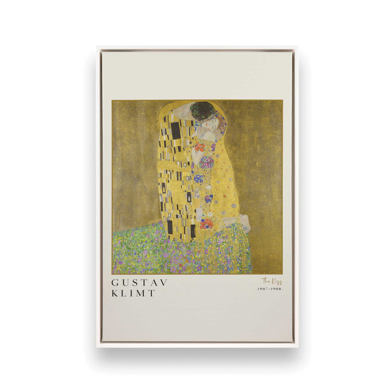 Le Baiser de Gustav Klimt, H 30,75 po x l 20,75 po, Blanc opaque