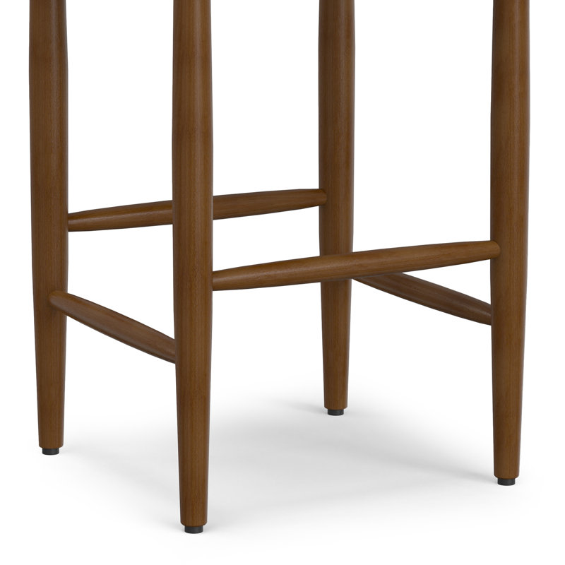Tabouret de bar Mid-Century rembourré Molly, Siège noir / cadre brun