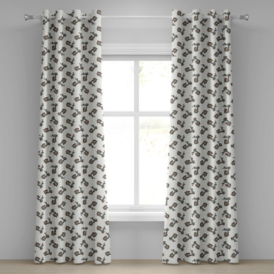 Dakota Fields Motorcycle Grommet Curtain 2-Panel Window Drapes, 50", Almond Green Caramel