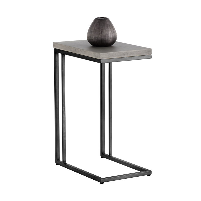 Ivanenko Concrete Top End Table - Grey, Gray/Black