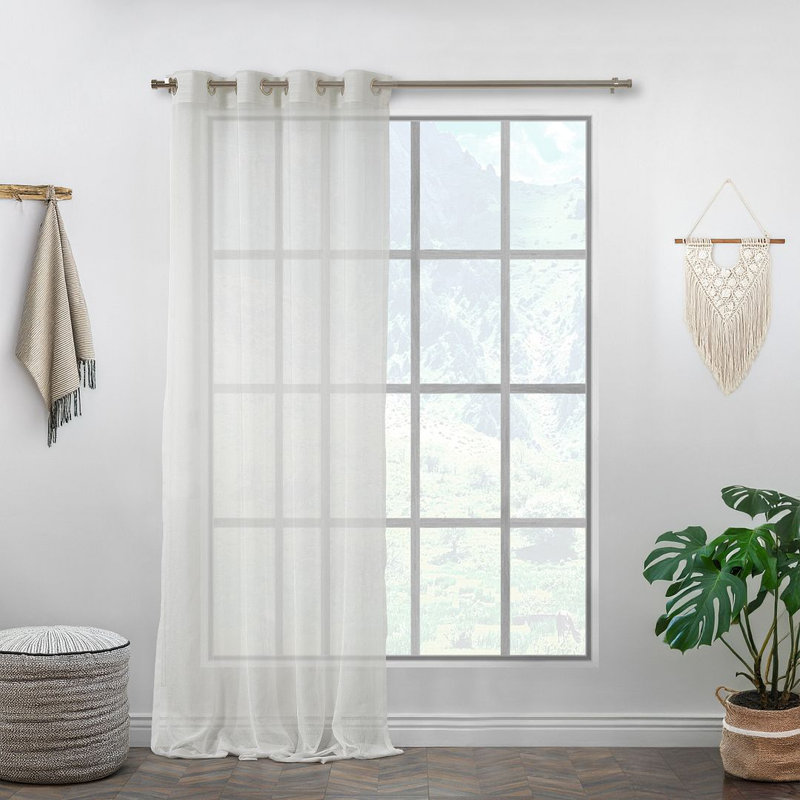 Panneau simple extra long et extra large en faux lin, L 52 po x L 144 po, Crème, crème