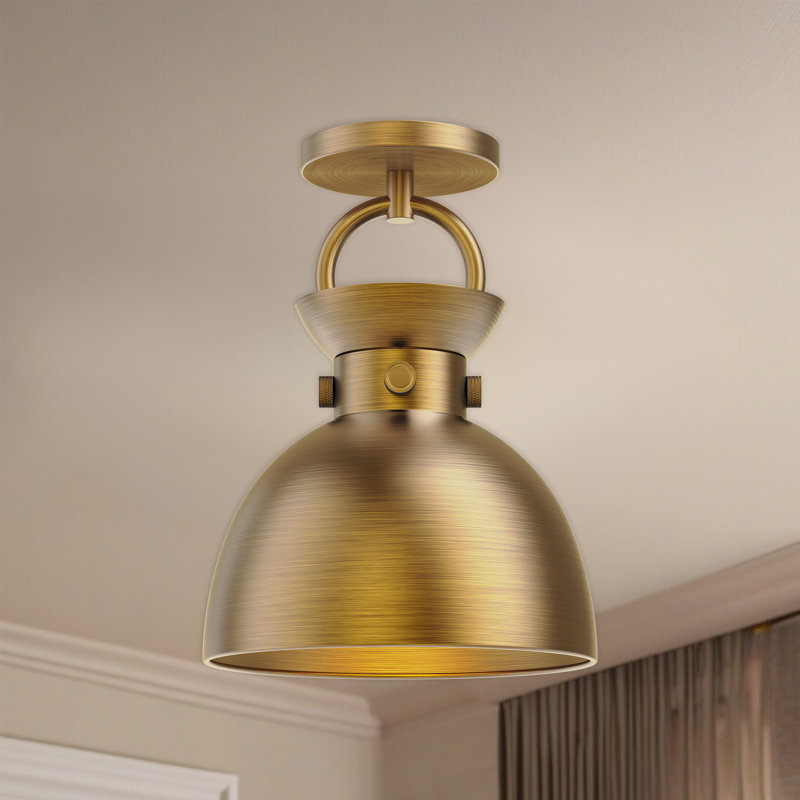 Tinka Semi Flush Mount, Aged Gold