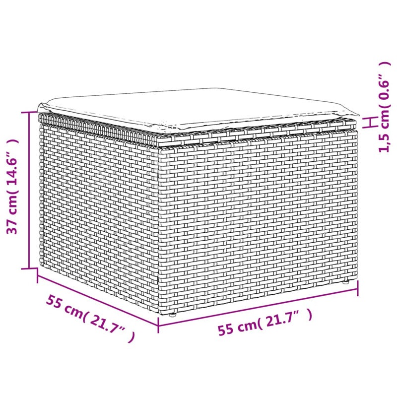 Grand canapé modulaire en rotin PE Vidaxl, Gris
