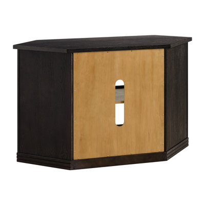 Meuble télé d'angle en verre et bois de chêne