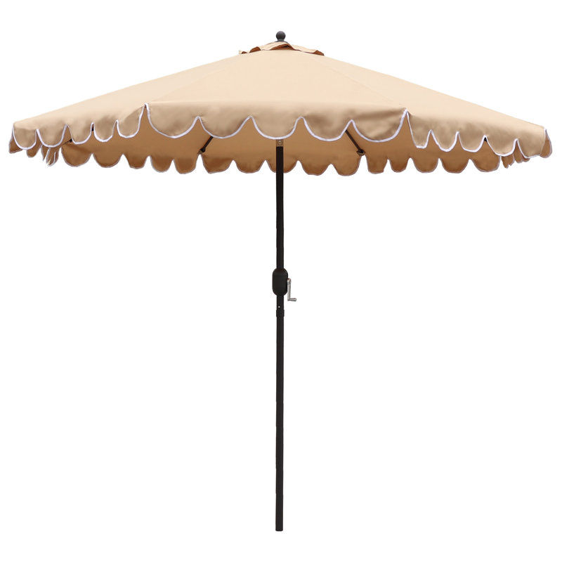 Parasol de patio festonné 9 pi Ogunoust, Brun clair
