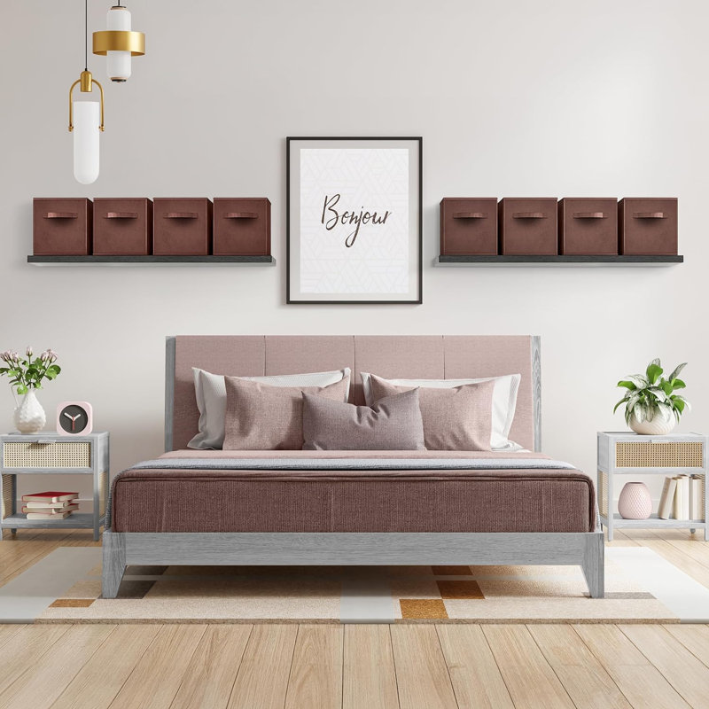 Ensemble de cubes de rangement en tissu, Brun chocolat, 6
