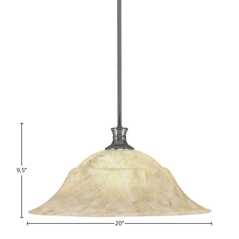 Luminaire suspendu sur pied avec verre en marbre italien de 20 po, Nickel brossé