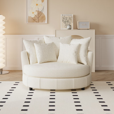 55.1"w Oversize Slipcovered Accent Barrel Chair