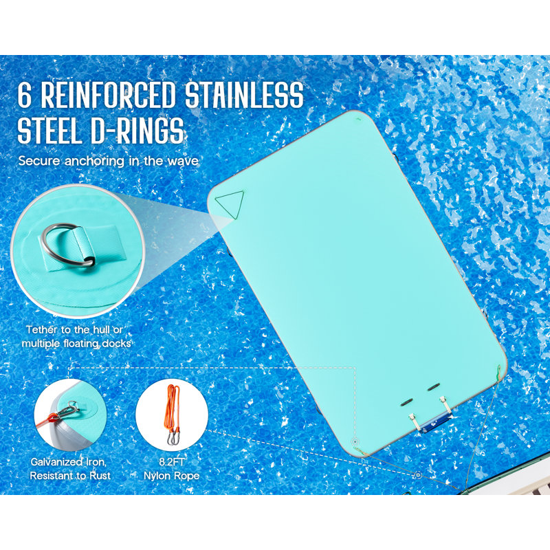 Quai flottant gonflable AMERLIFE, H 5,9 po x l 122,5 po x P 74 po, Bleu pâle/gris