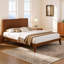 Lit plateforme en bambou de style Mid-Century, structure en bois écologique avec support en lattes de métal, aucun sommier tapissier requis-1203890051