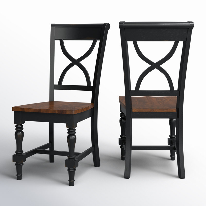 Iestyn 17.25'' H Solid Wood Side Chair, Ebony/Spice