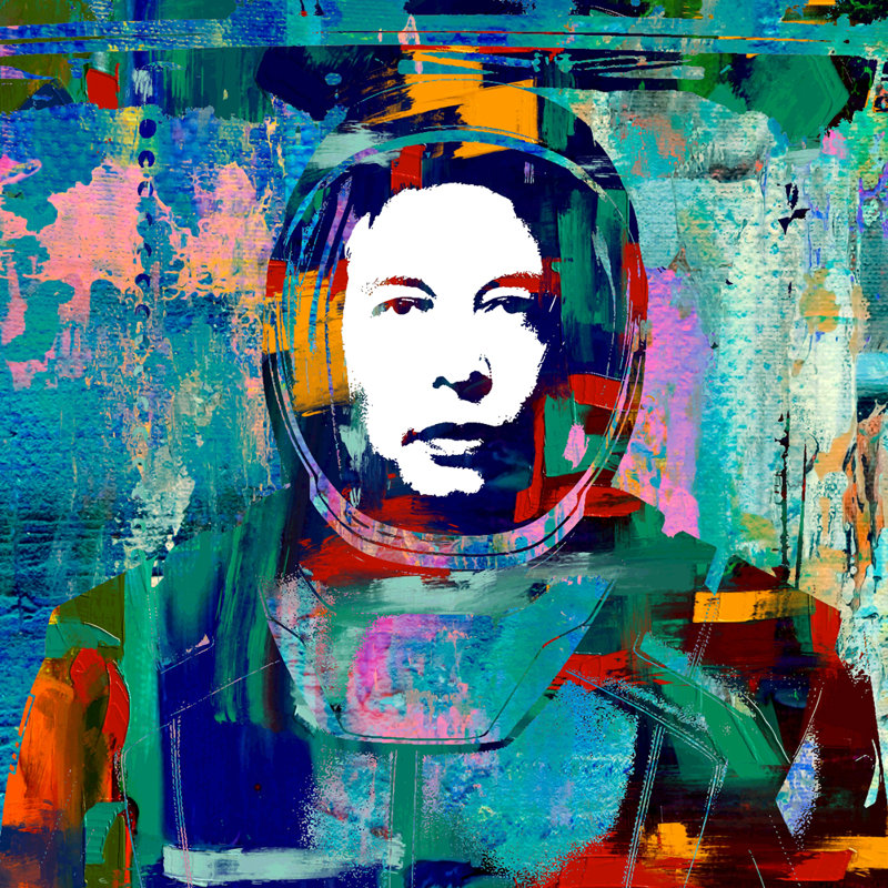 «Mars Man Elon Musk» par Stephen Chambers, impression sur toile tendue, L 26 po x H 26 po