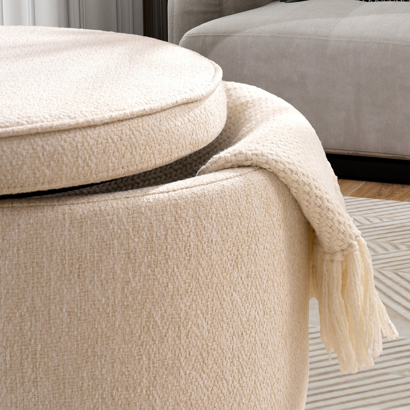 Table basse avec rangement et 2 repose-pieds, Beige