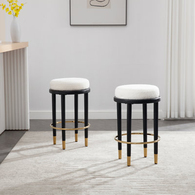 Upholstered Backless Bar Stool with Finished Footrest (Set of 2)