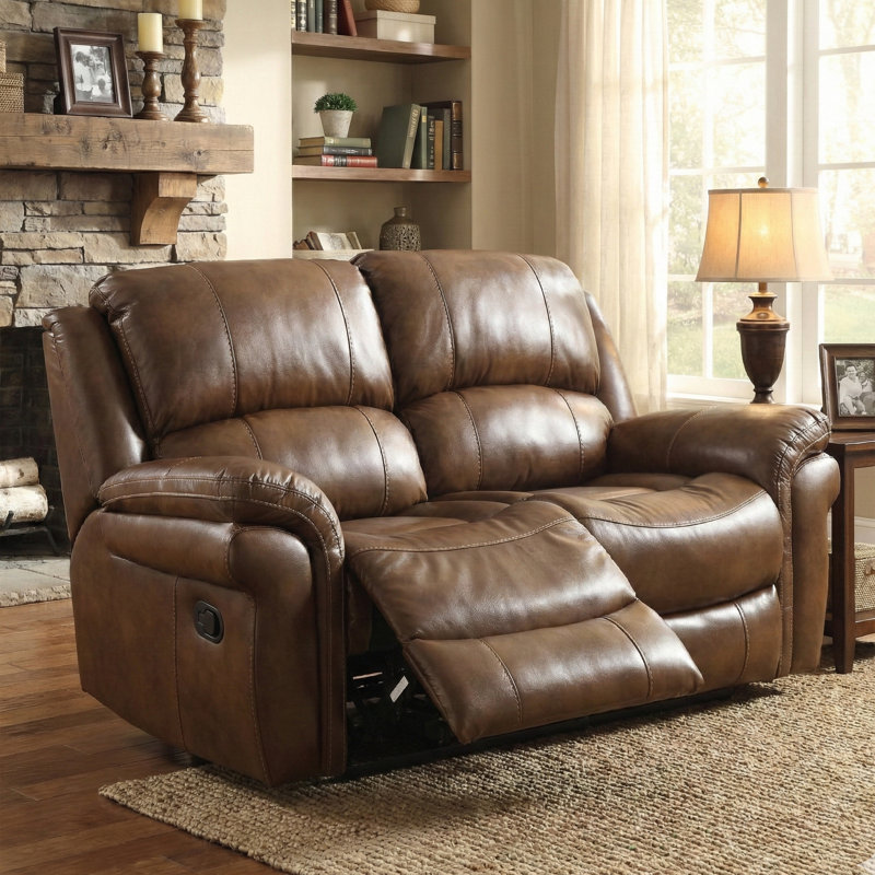 Arles 2 Seater Reclining Loveseat, Manual, Tan