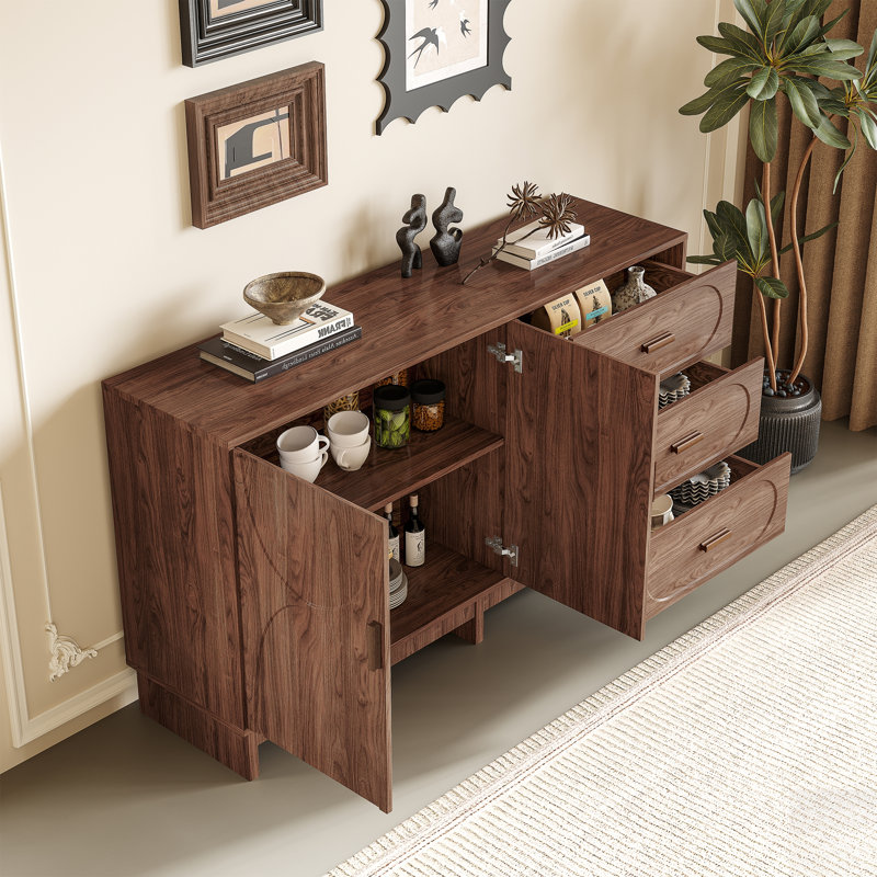 Buffet buffet avec 2 portes et 3 tiroirs, rangement de style campagnard pour la salle à manger et le salon