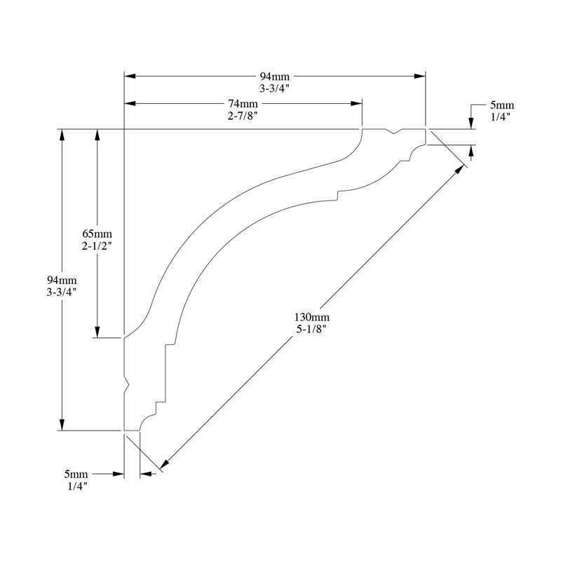 Moulure couronnée H 5 5/8 po x l 78 po x P 3 3/4 po
