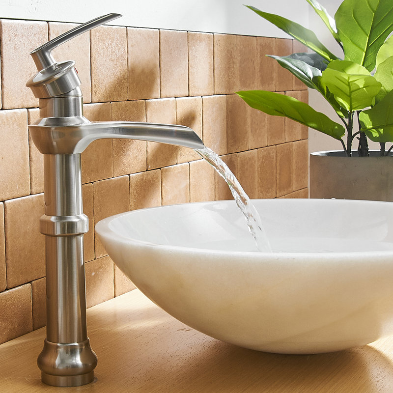 Robinet pour salle de bain à un trou avec ensemble de drain, Nickel brossé