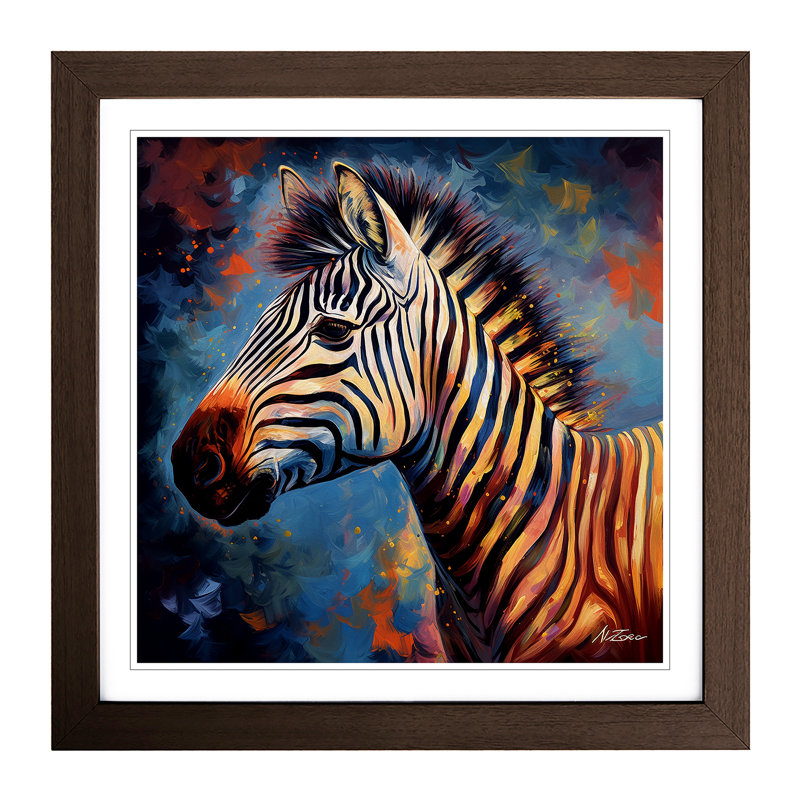 Zebra Neo Impressionism - Framed Print, Walnut Framed