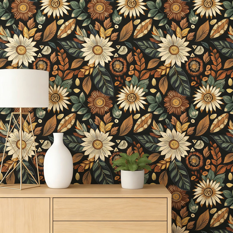 Papier peint auto-adhésif rétro avec motif floral pour murs, meubles et décoration intérieure, L 393,7 po x l 17,5 po