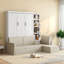 Lit escamotable avec canapé modulaire et tablettes de rangement réversibles, grand-653530854