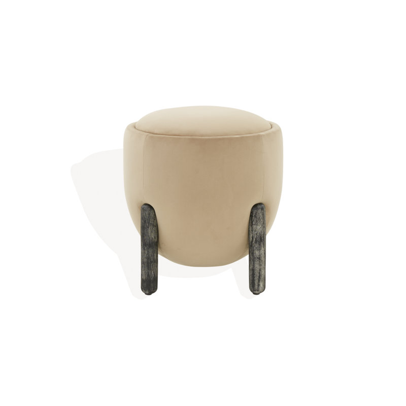Leonor Upholstered Ottoman, Black, Light Brown Velvet