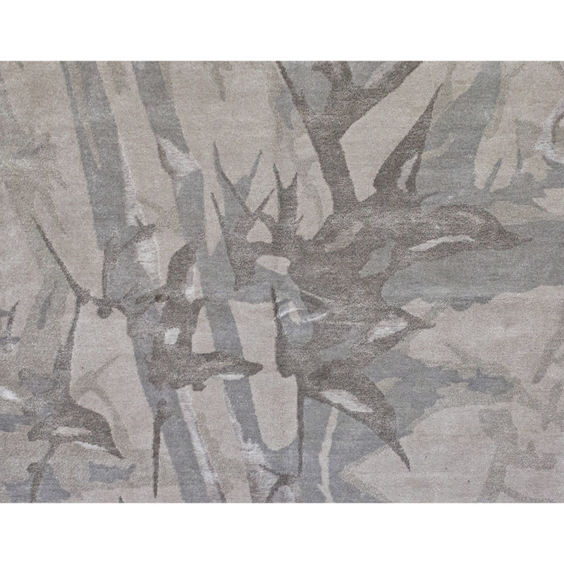 Abstract Area Rug in Gray/Beige/Brown, Rectangle 9' x 12'