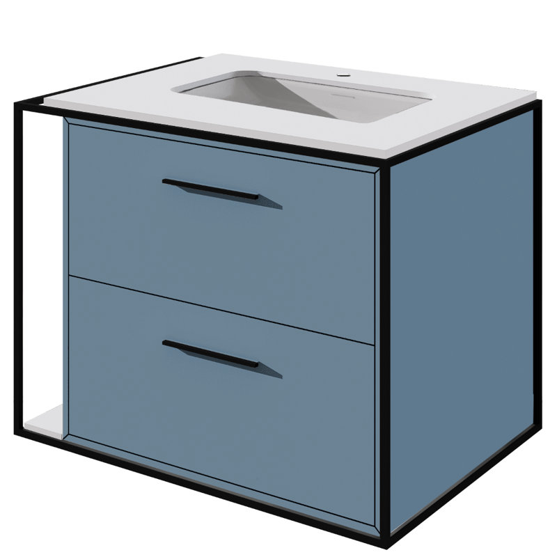 Linea Single Vanity, Single-Hole, Azure, Matte Black