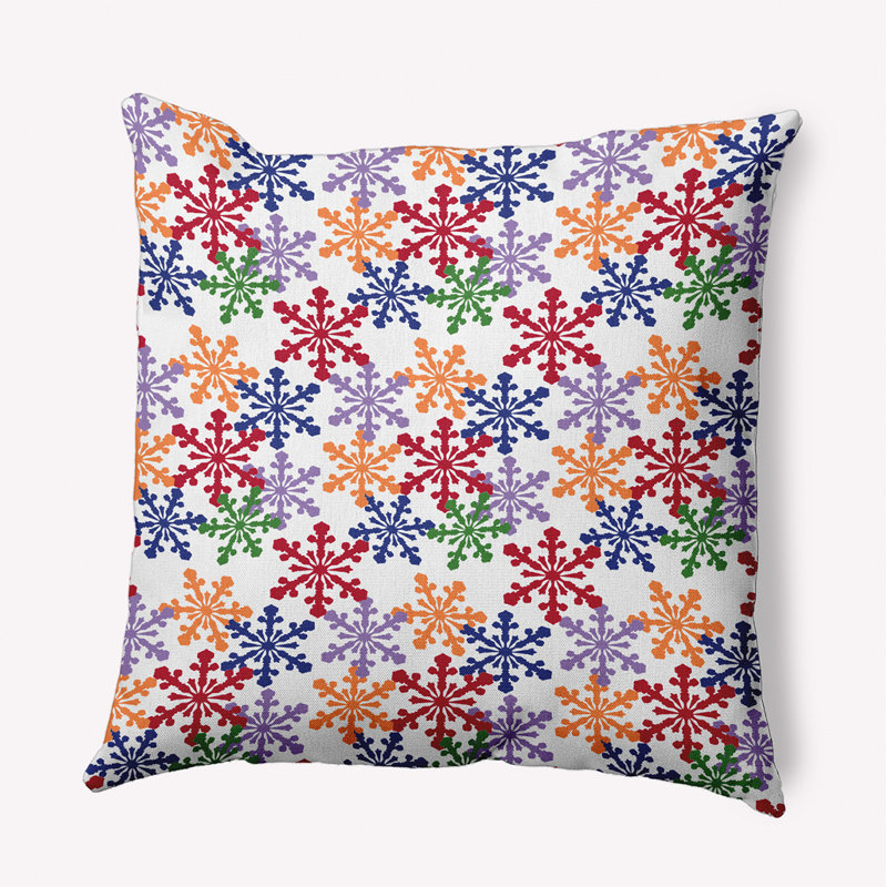 Coussin décoratif géométrique intérieur / extérieur en polyester, Carré, 18 po x 18 po
