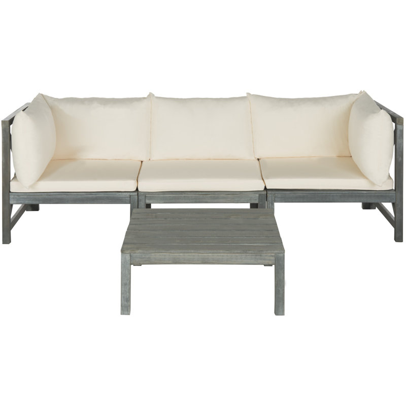 Wimmer Acacia 3 - Person Patio Conversation Set with Cushions, Ash Gray, Beige