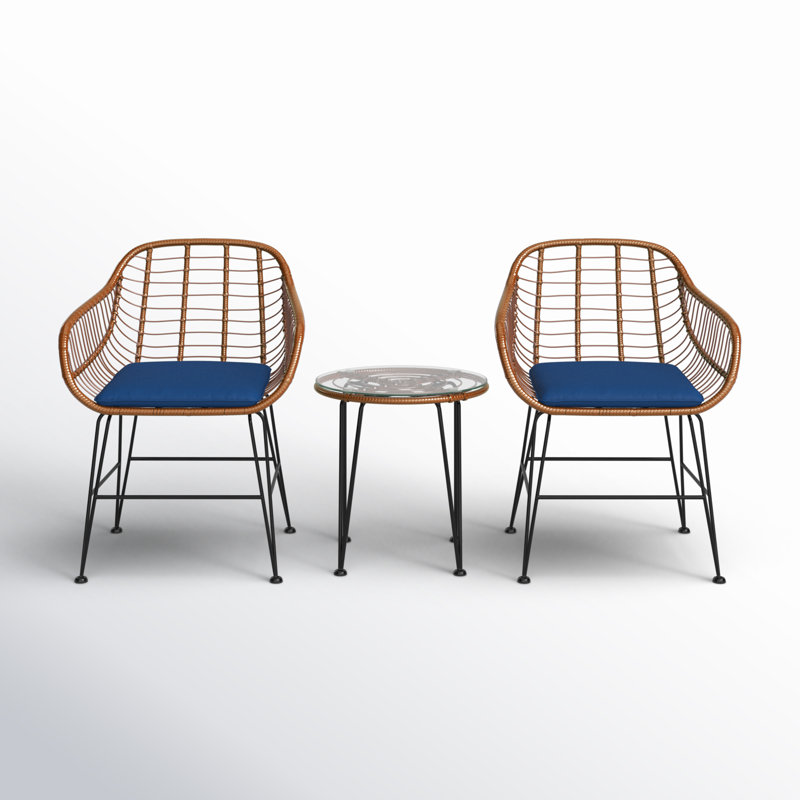 Zulema Round 2 - Person 20" Long Bistro Set with Cushions