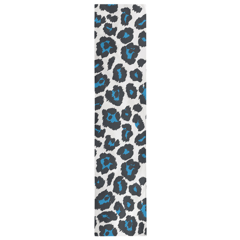 Chemin de table à imprimé animal, 72 po x 16 po, White/Black/Light Blue