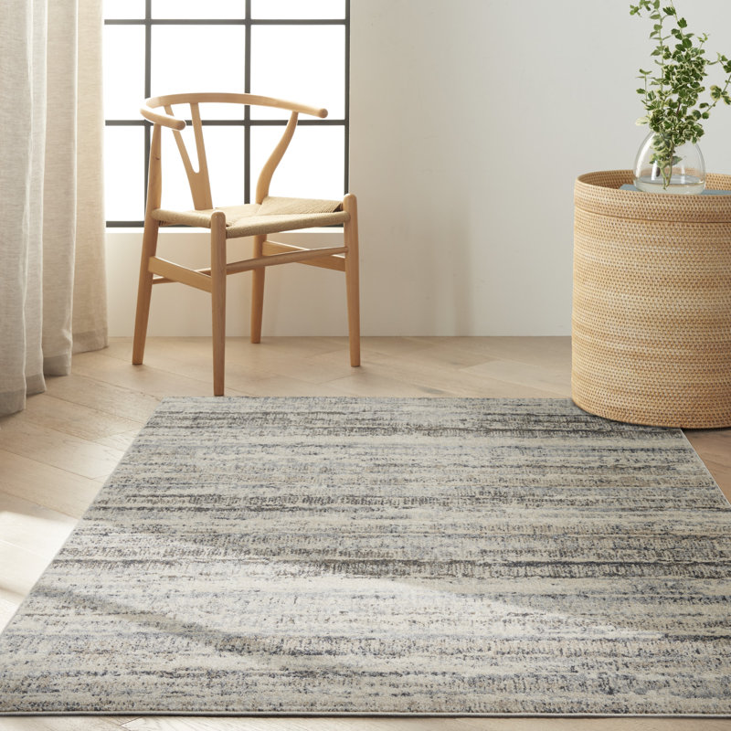 Calvin Klein Etched Ivory Beige Contemporary Indoor Rug, Rectangle 5' x 7'